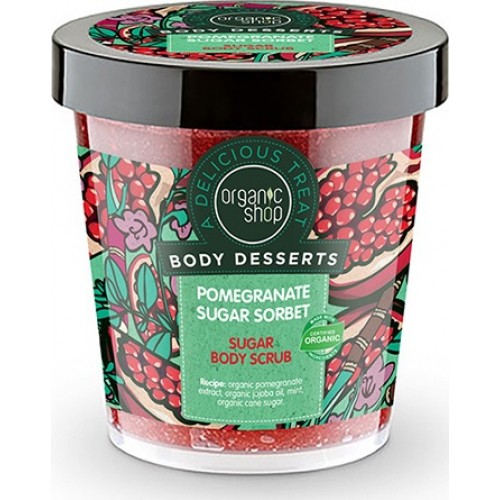 Natura Siberica Organic Shop Body Desserts Pomegranate Sugar Sorbet Sugar Body Scrub, 450ml