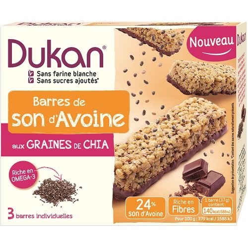 Dukan Chocolate Oat Bran Bars With Chia Seeds