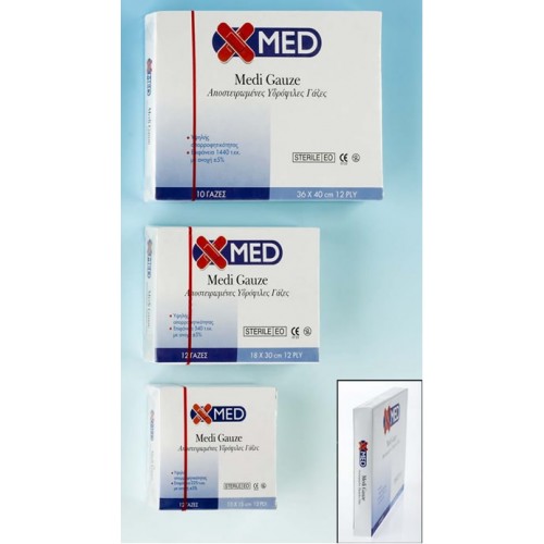 X-MED MEDI GAUZE ΑΠΛΕΣ 15Χ15 CM (10 ΤΜΧ)